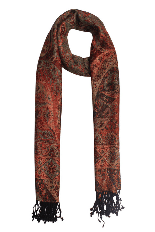 Rich Forest Paisley Jacquard Scarf