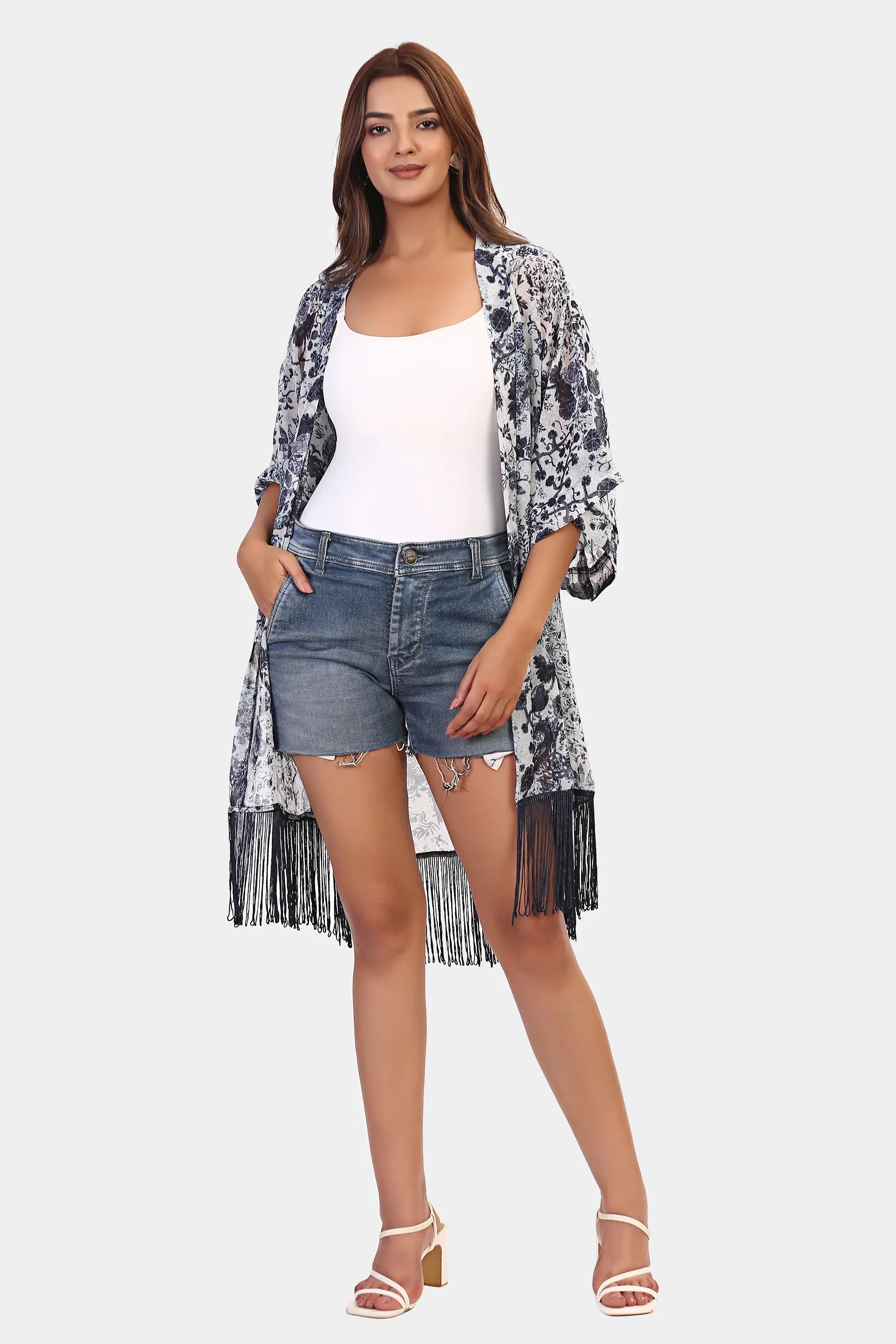  Flowy Fringes Summer Kimono  