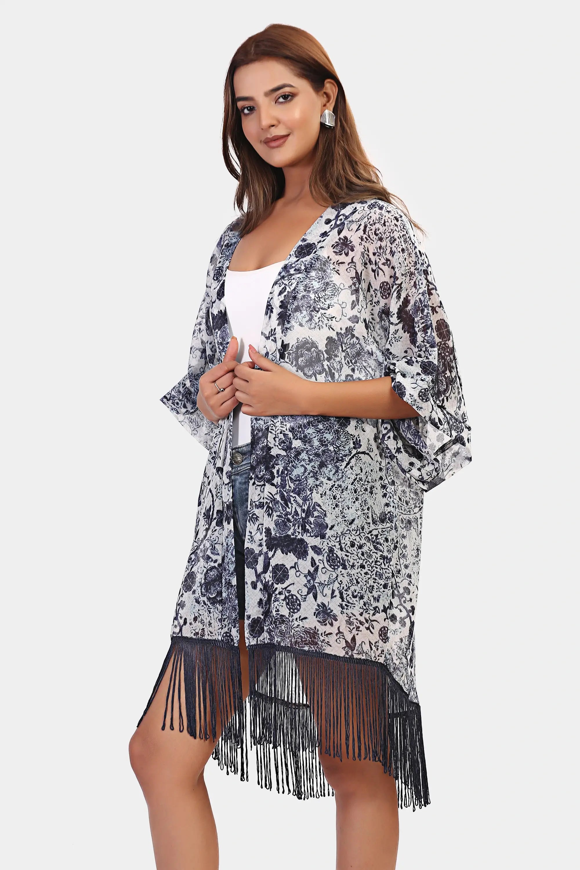  Flowy Fringes Summer Kimono  