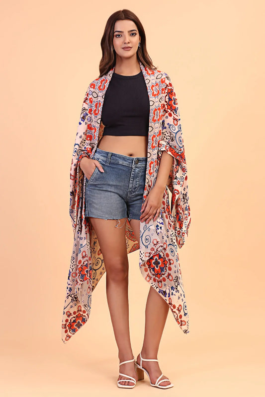 Floral Paisley kimono long cover up jacket