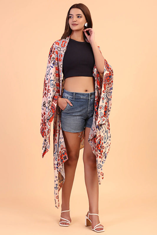 Floral Paisley kimono long cover up jacket