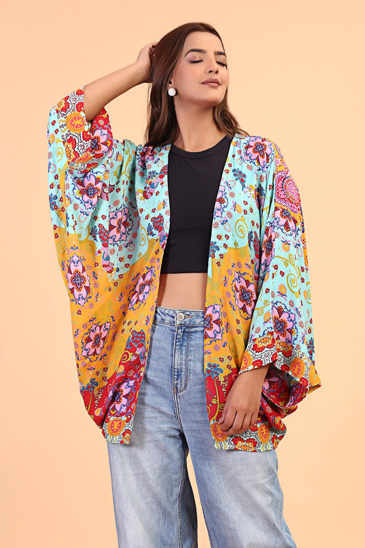 Artistic Mosaic Floral Kimono