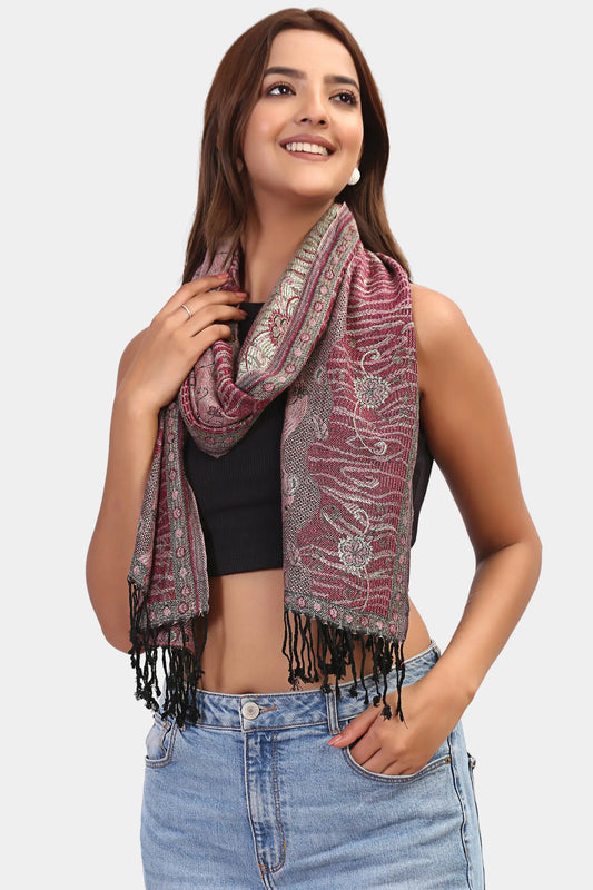 Mystic Elegance Floral Jacquard Scarf