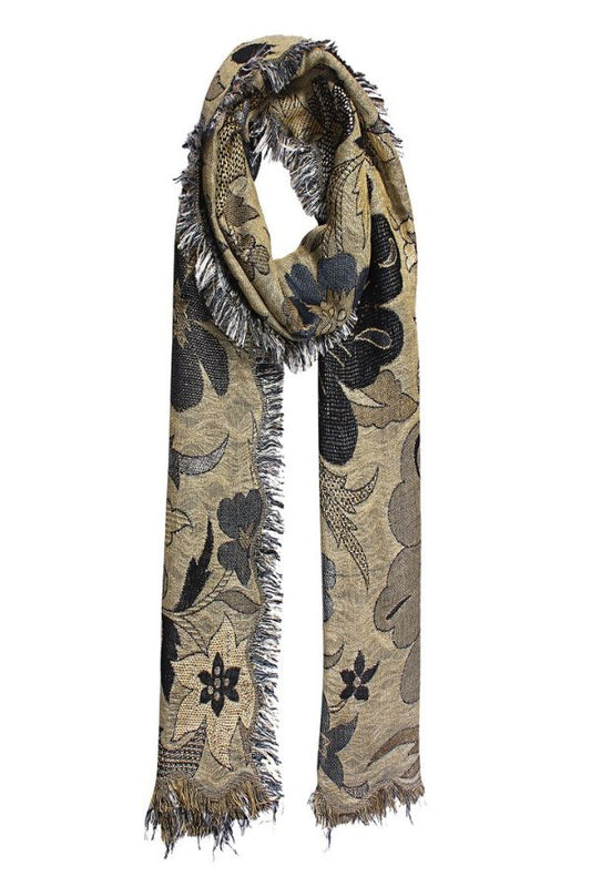 Olive Noir Floral Print Scarf