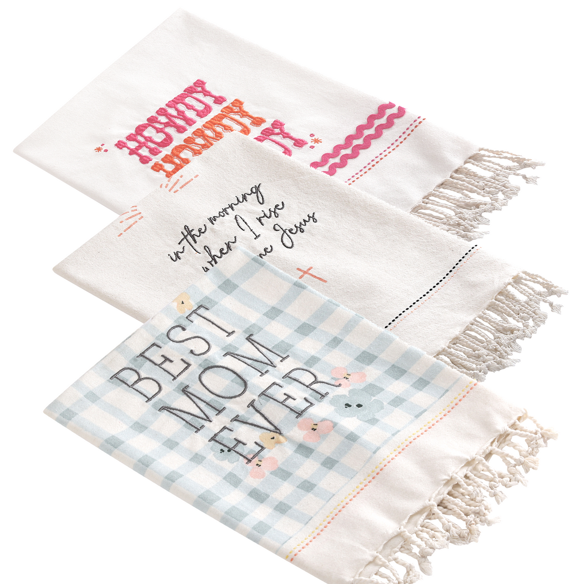 Mini Apparels Pack of 3 Best Mom Ever Towel |  Cute Towels Set