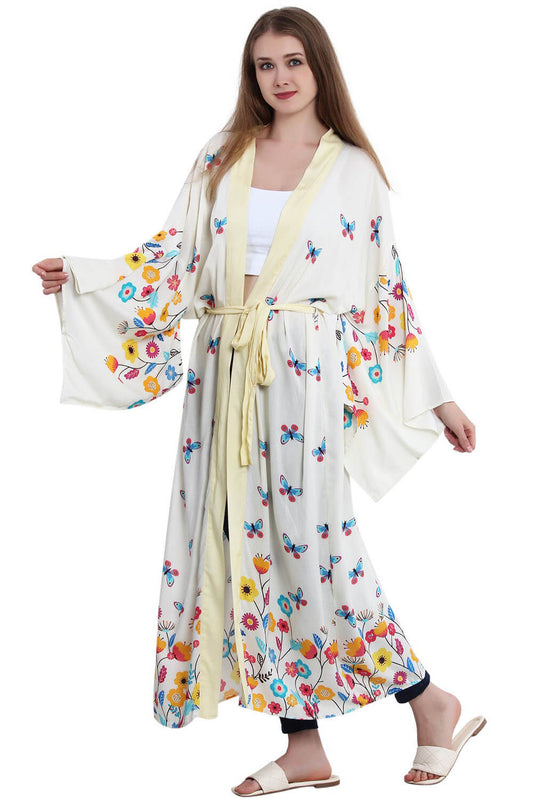 Butterfly Carnival Front-Tie Flutter Kimono