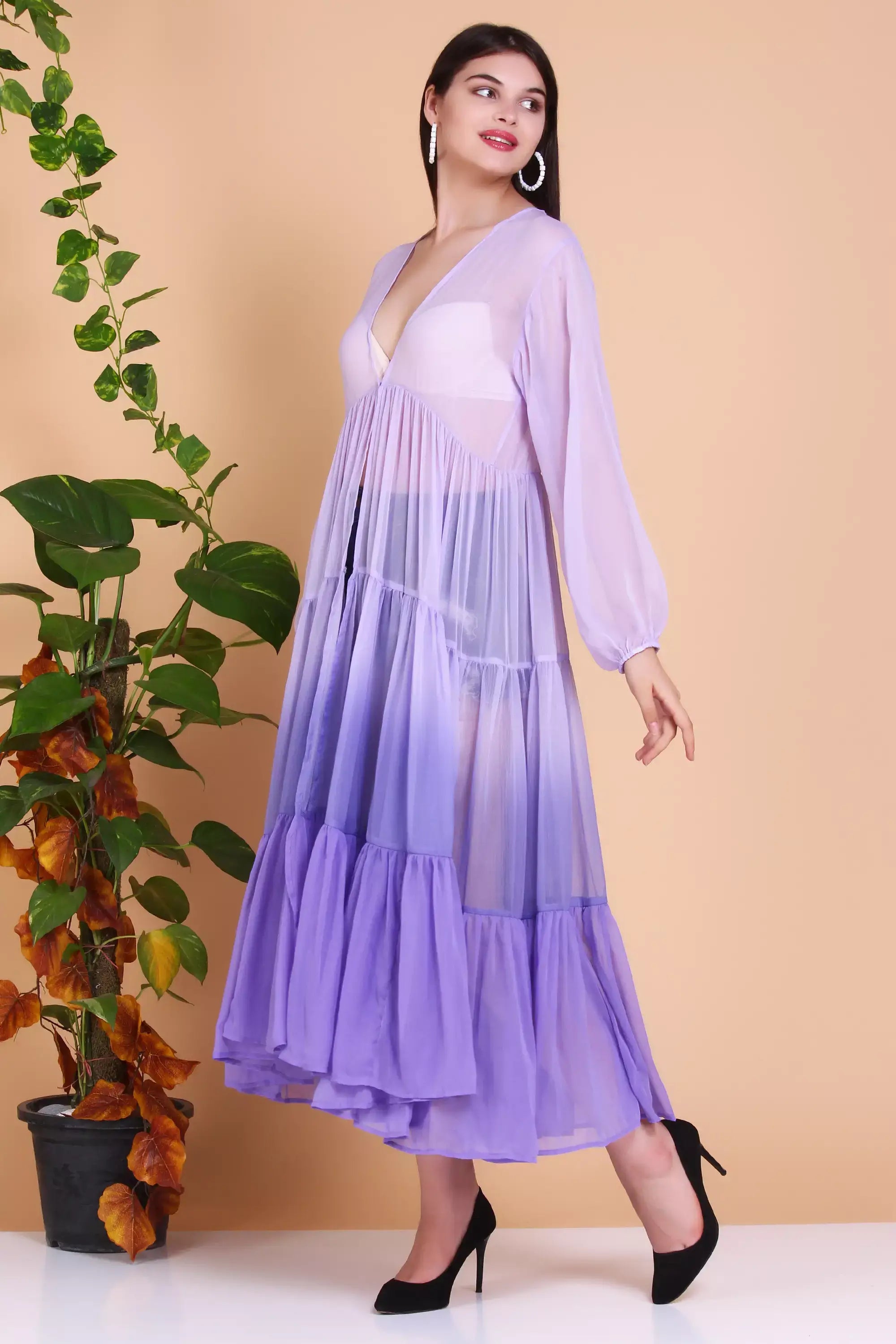 Ombre Tiered Sheer Kimono