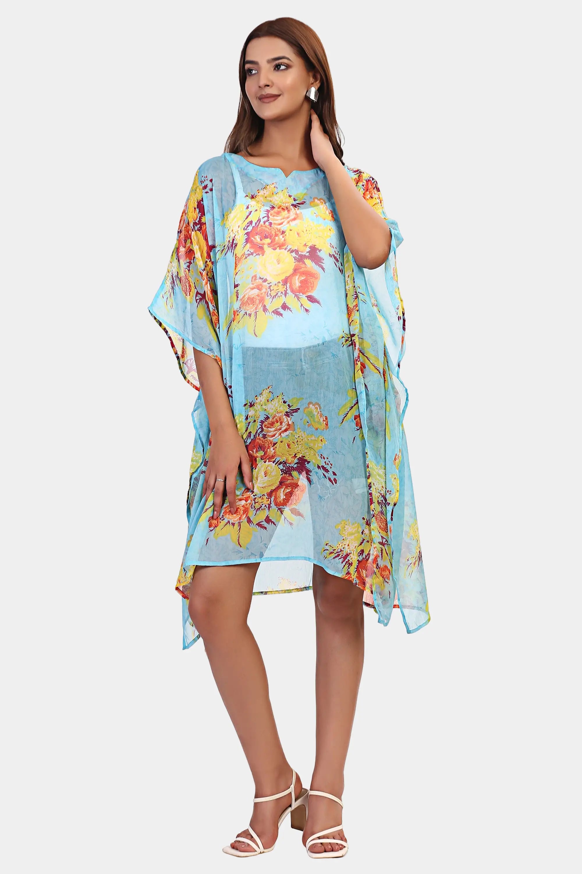 Timeless floral beach kaftan cover up