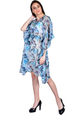 Blue Leafy Kaftan Swim Cover-up