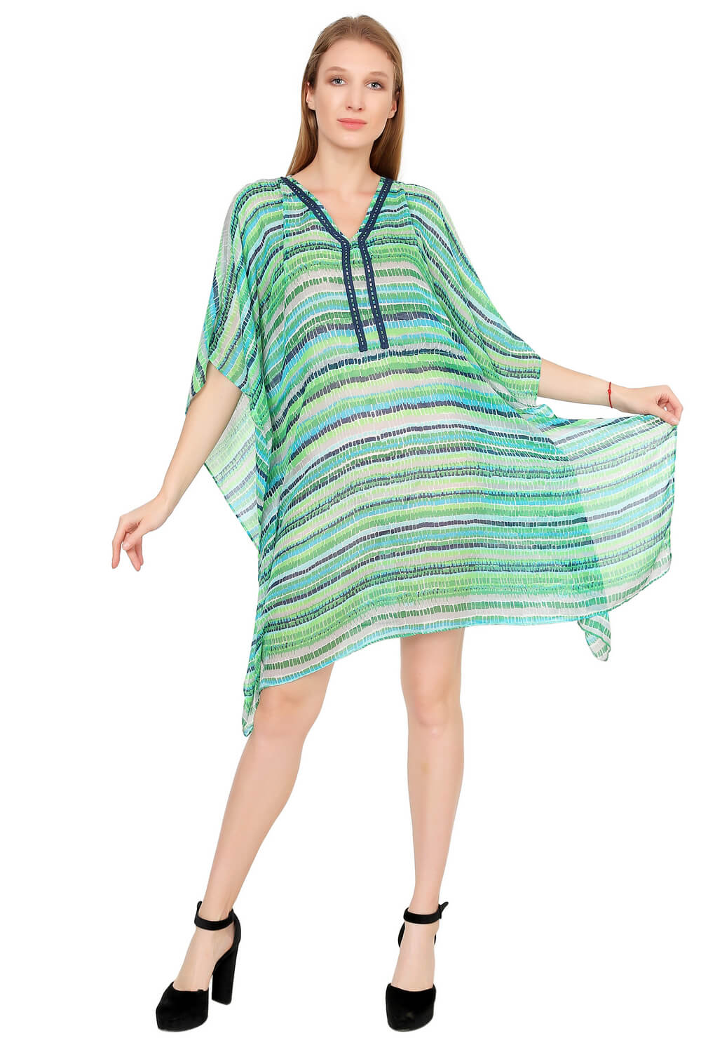 Poncho Stripes Green Kaftan