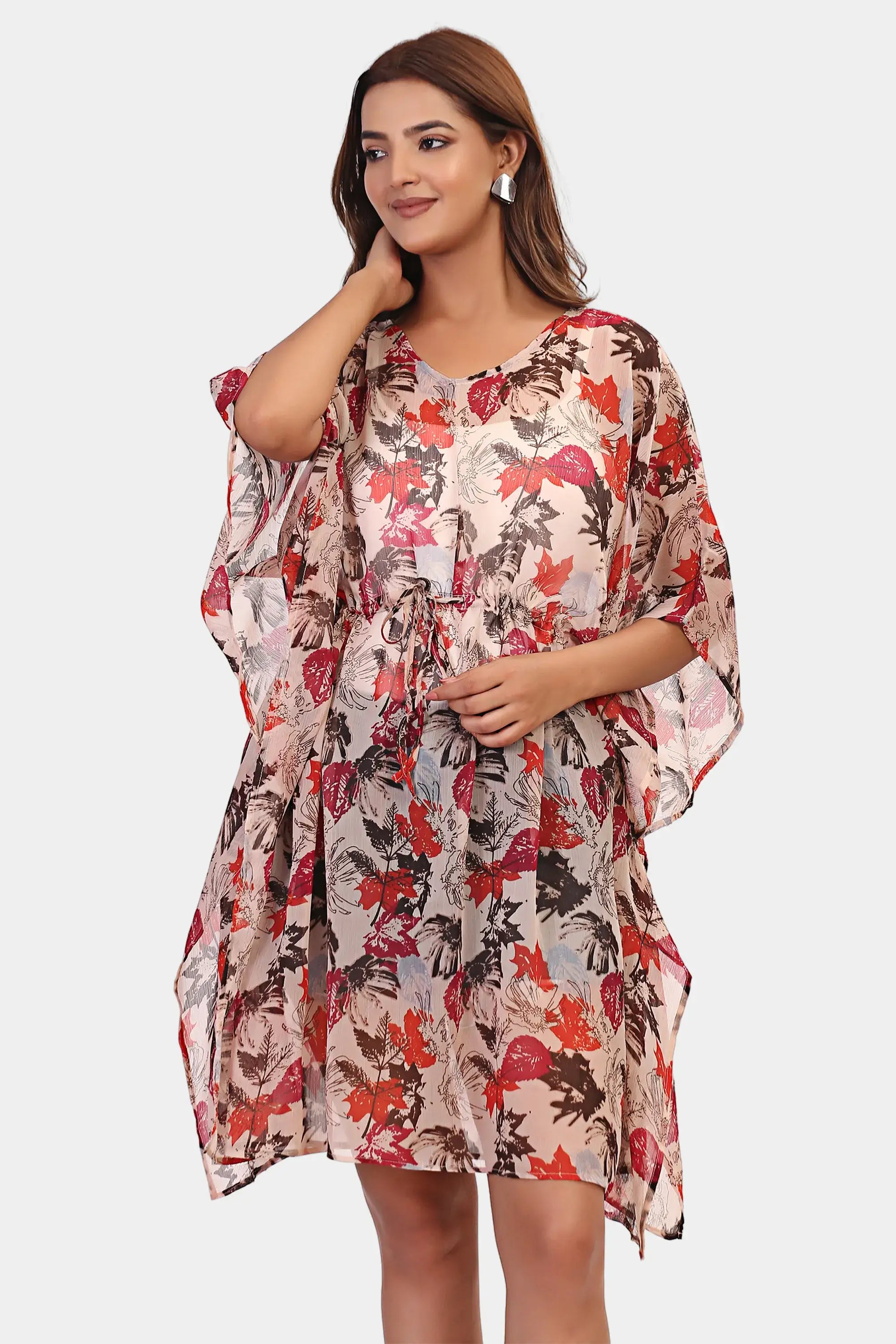 Women’s Orange Floral Short Kaftan 