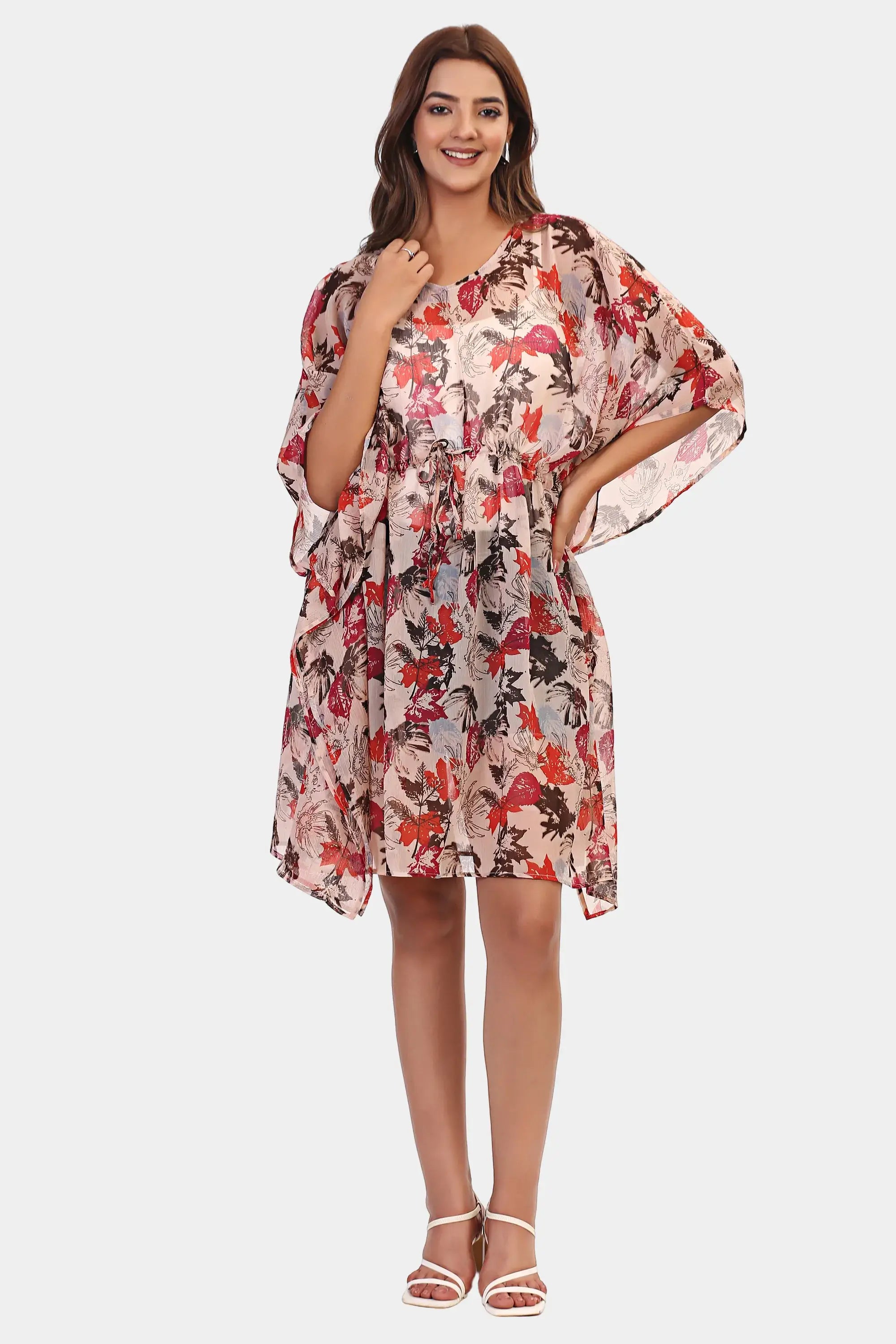 Women’s Orange Floral Short Kaftan 