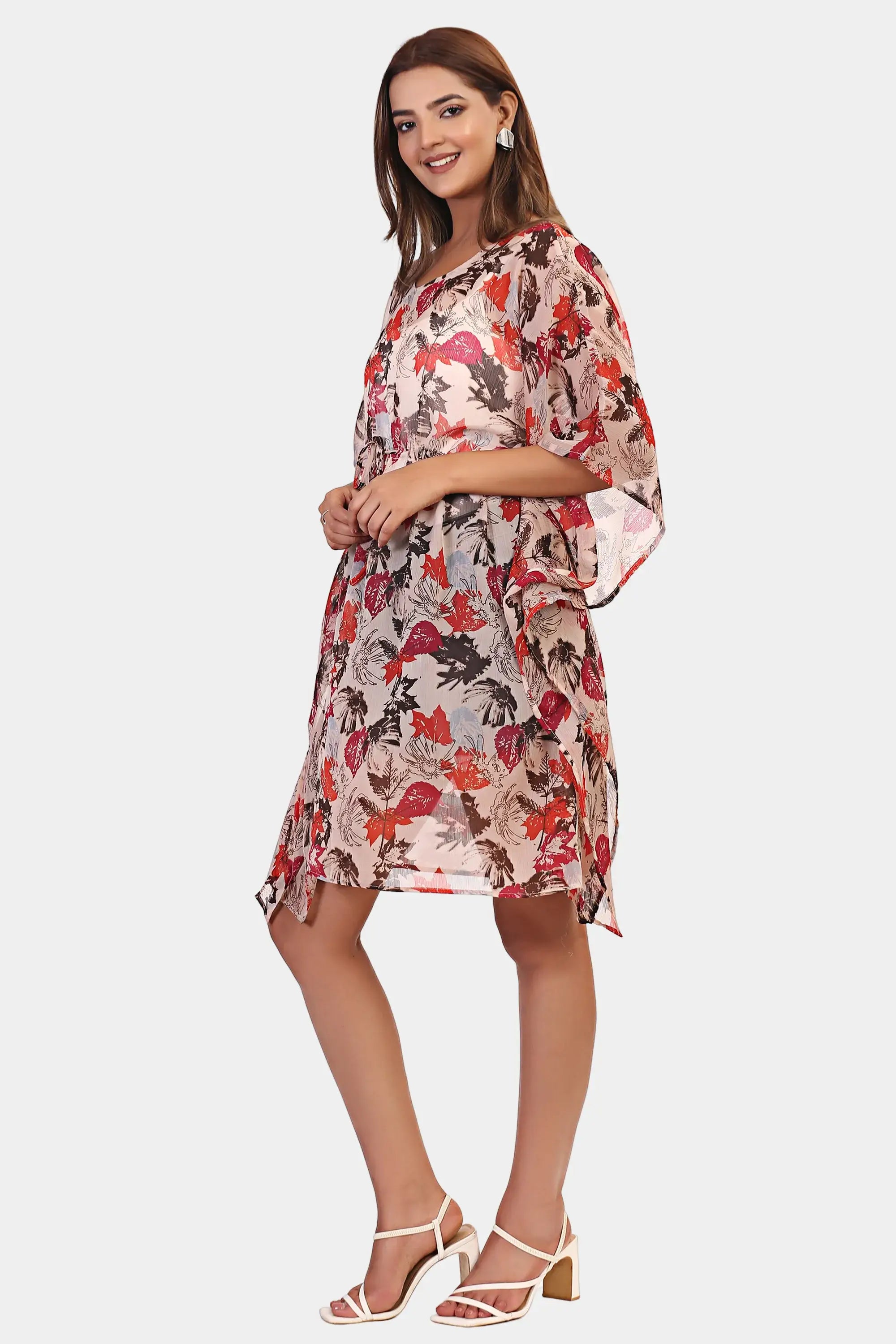 Women’s Orange Floral Short Kaftan 