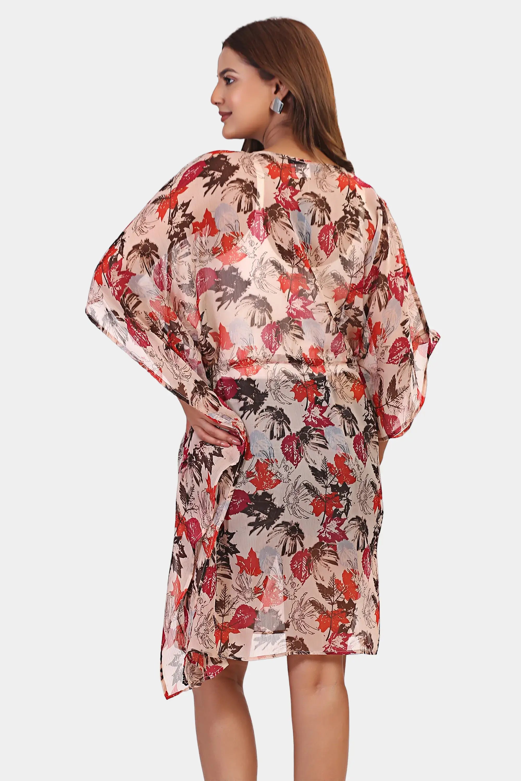 Women’s Orange Floral Short Kaftan 