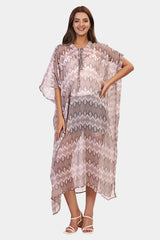 Tropical printed short Sleeve kaftan dress