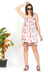 Womens silk cami dress Ruffle Sleeve Donut Printed Cute Sleepwear