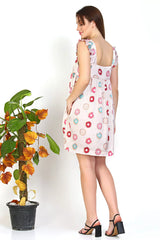 Womens silk cami dress Ruffle Sleeve Donut Printed Cute Sleepwear