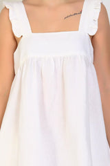 Linen White cami cotton victorian nightdress for Women with Frill design Strap