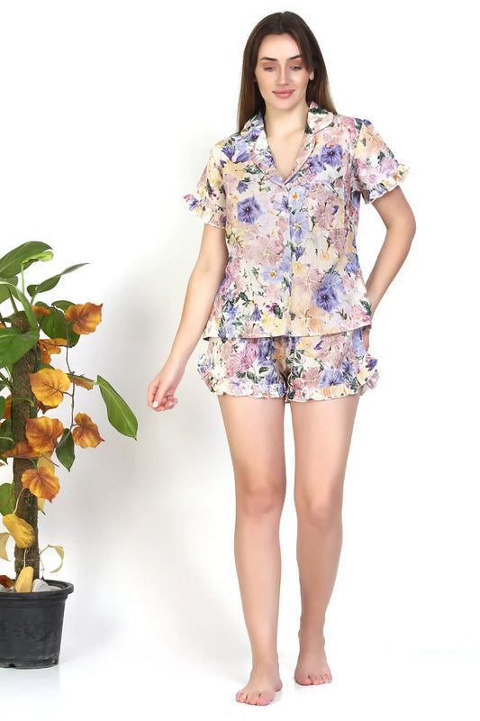 floral print Shorts PJ sleep set