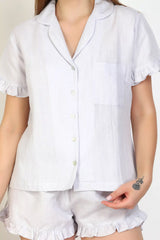 cotton short pj set Front button pajama Short Sleeve Sleepwear with Pockets