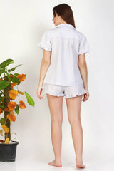 cotton short pj set Front button pajama Short Sleeve Sleepwear with Pockets