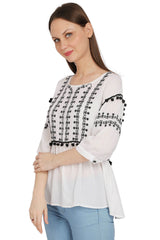 Boho Chic Yoke Embroidered Top