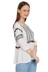 Boho Chic Yoke Embroidered Top