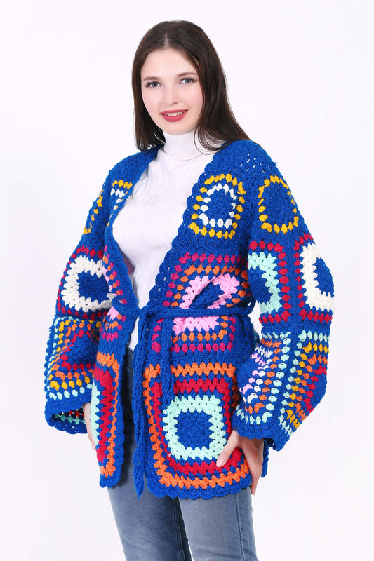 Crochet Crop Jacket Granny Square Sweater