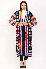 Granny Square Crochet maxi cardigan coat