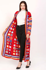 Women's Crochet Long Cardigan Boho Style Sweater