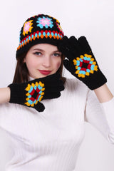 Granny Square Cap with Gloves