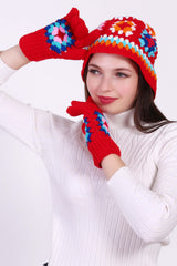 Delighted Granny Square Cap with Gloves