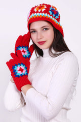 Delighted Granny Square Cap with Gloves