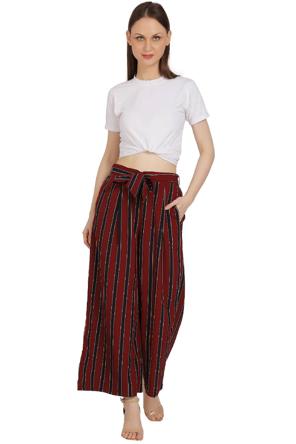 Burgundy Charm Striped Trouser