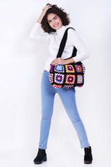 Women's Crochet Granny Square Handbag