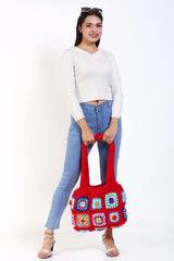 Women's Crochet Granny Square Handbag