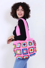 Women's Crochet Granny Square Handbag