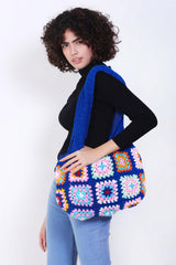 Women's Crochet Granny Square Handbag