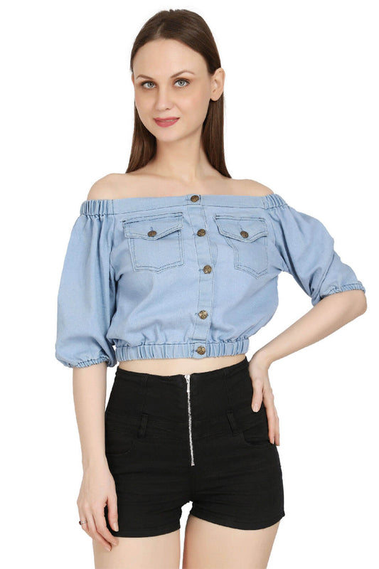 Denim Diva Off-Shoulder Top